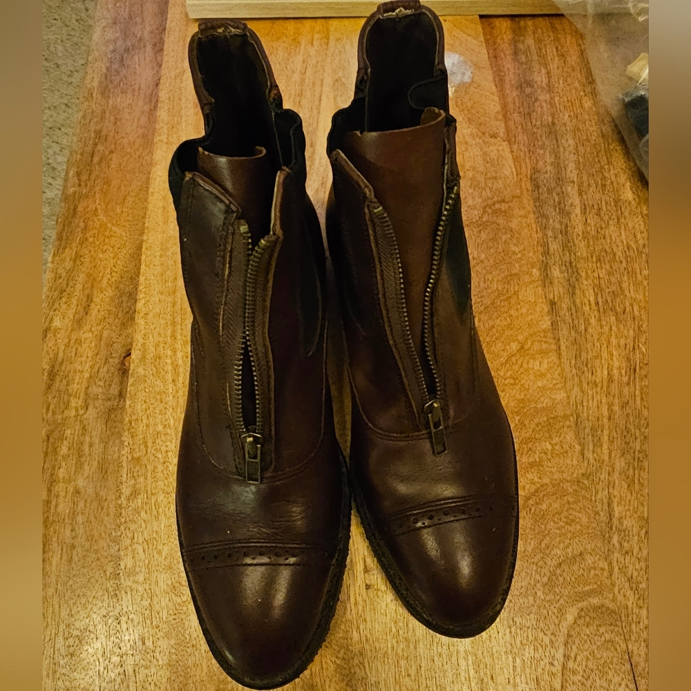 Women's Brown Leather Equestrian Horseback Riding Paddock Boots